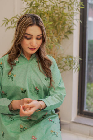 Mint Bloom Embroidered Two-Piece Set